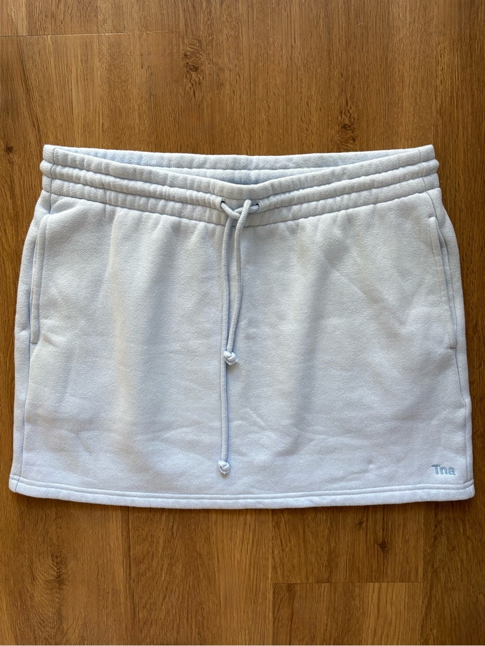 TNA Cozy Fleece Boyfriend Mini Skirt Light Blue Size Large Aritzia Lounge Skirt - Picture 13 of 13